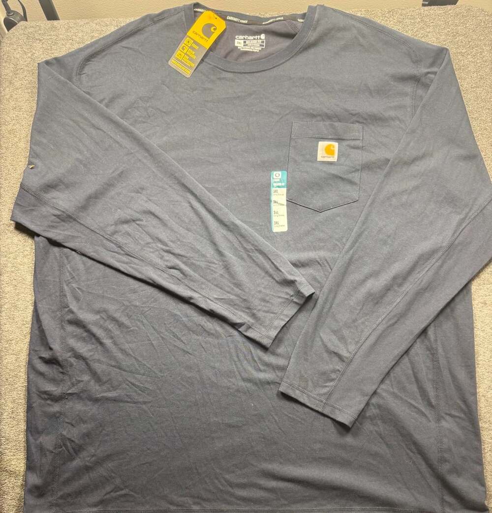 Carhartt Force Long Sleeve Pocket T-Shirt Size 3XL Dark Blue New